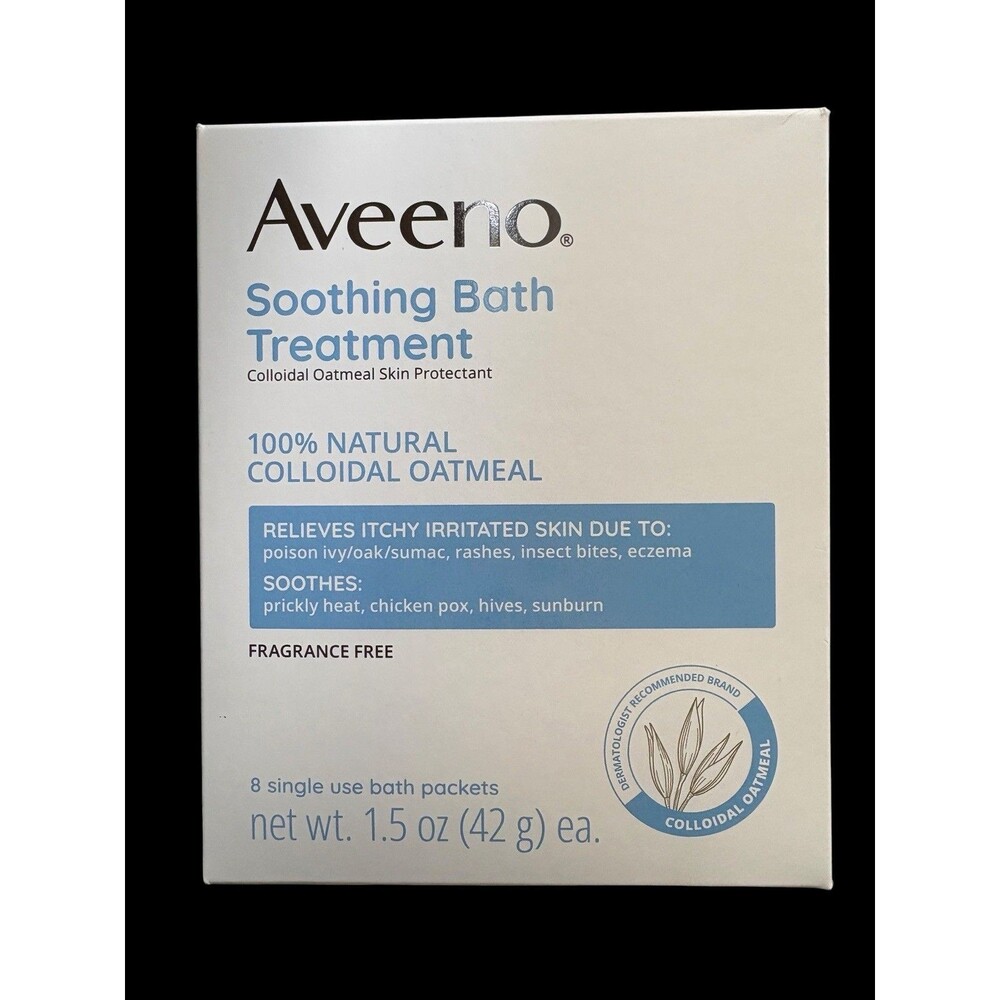 Aveeno Soothing Bath Treatment 8 ct 100% Natural Colloidal Oatmeal 1.5oz Packets - Picture 2 of 7